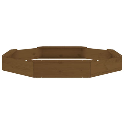 Sandbox with Seats Honey Brown Octagon Solid Wood Pine