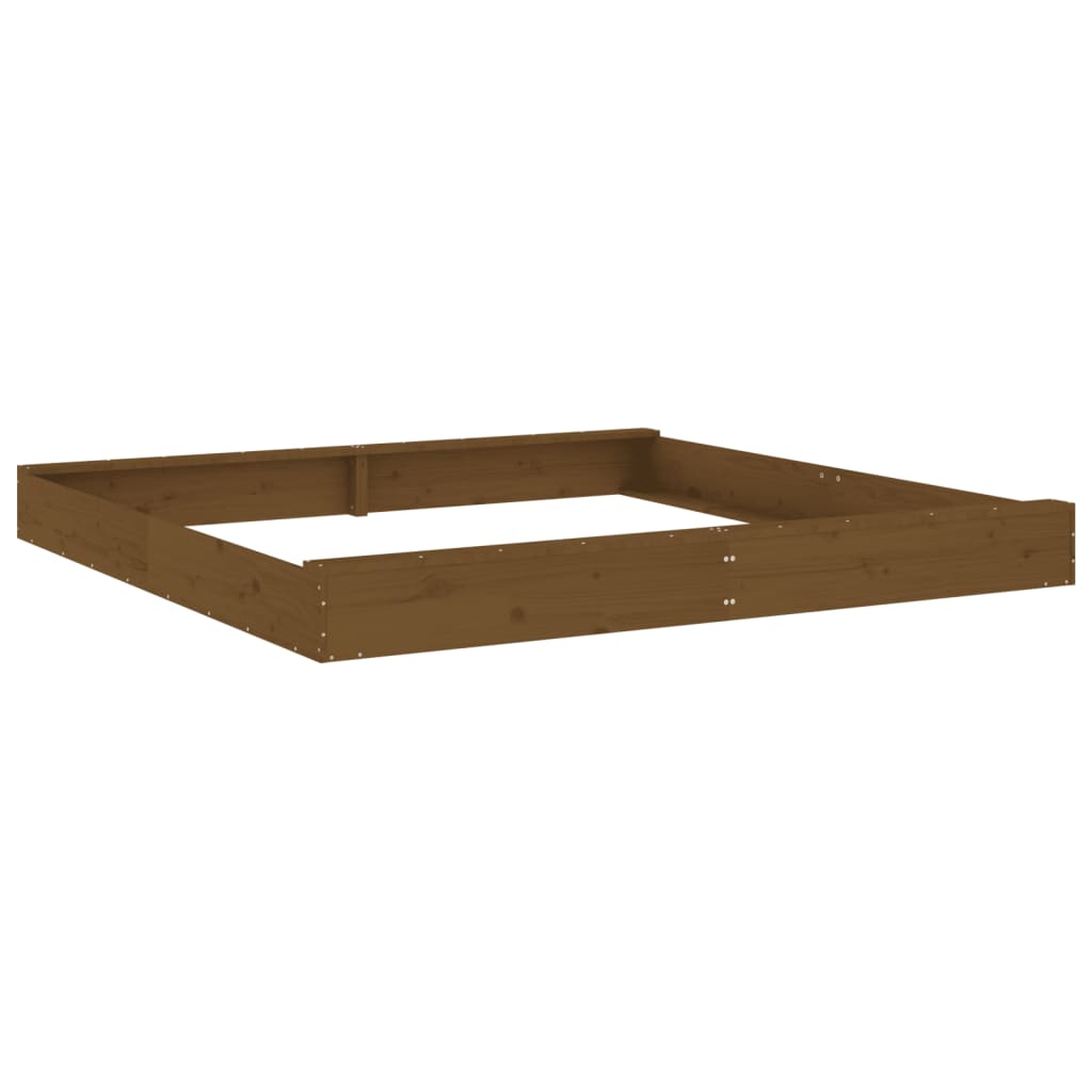 Sandbox with Seats Honey Brown Square Solid Wood Pine