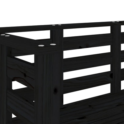 Garden Bench Black 111.5x53x71 cm Solid Wood Pine
