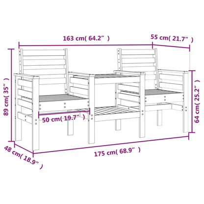 Garden Bench with Table 2-Seater Solid Wood Douglas