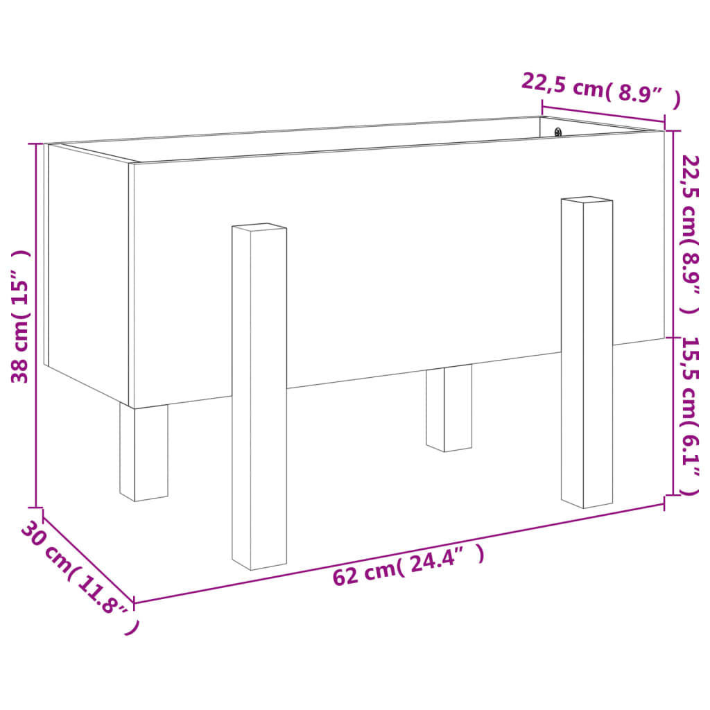 Garden Planter 62x30x38 cm Solid Wood Pine