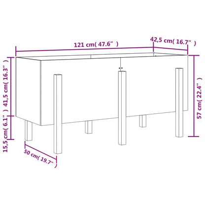 Garden Raised Bed White 121x50x57 cm Solid Wood Pine