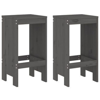Bar Stools 2 pcs Grey 40x36x75 cm Solid Wood Pine
