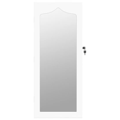 Mirror Jewellery Cabinet Wall Mounted White 37.5x10x90 cm
