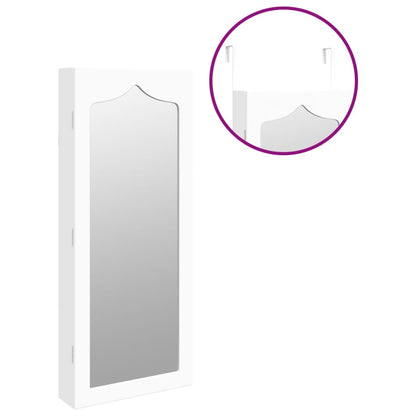 Mirror Jewellery Cabinet Wall Mounted White 37.5x10x90 cm