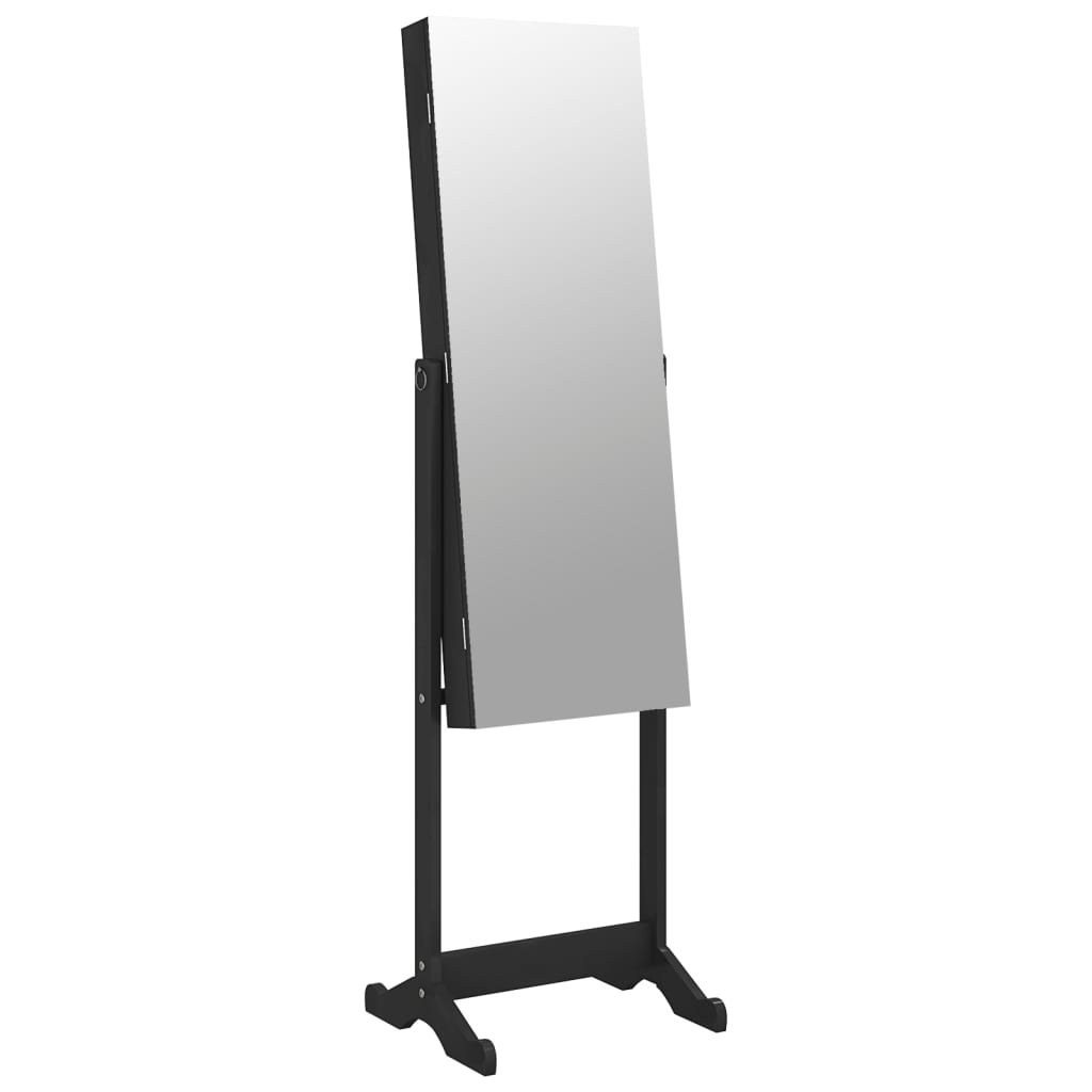 Mirror Jewellery Cabinet Free Standing Black 42x38x152 cm