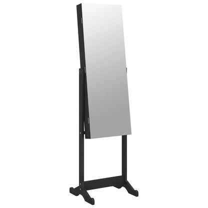 Mirror Jewellery Cabinet Free Standing Black 42x38x152 cm
