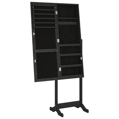 Mirror Jewellery Cabinet Free Standing Black 42x38x152 cm