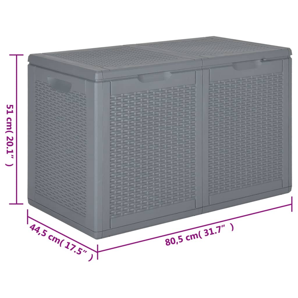 Garden Storage Box Grey PP Rattan 180 L