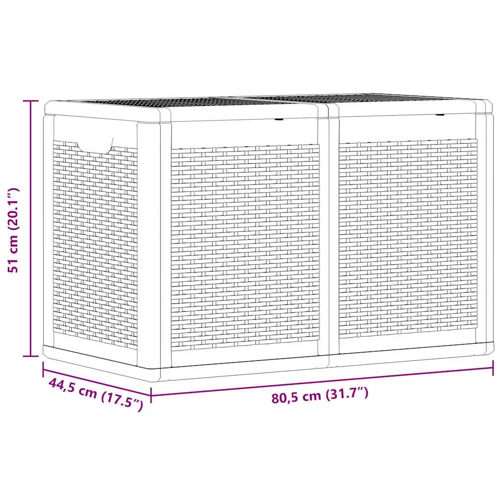 Garden Storage Box Grey PP Rattan 180 L