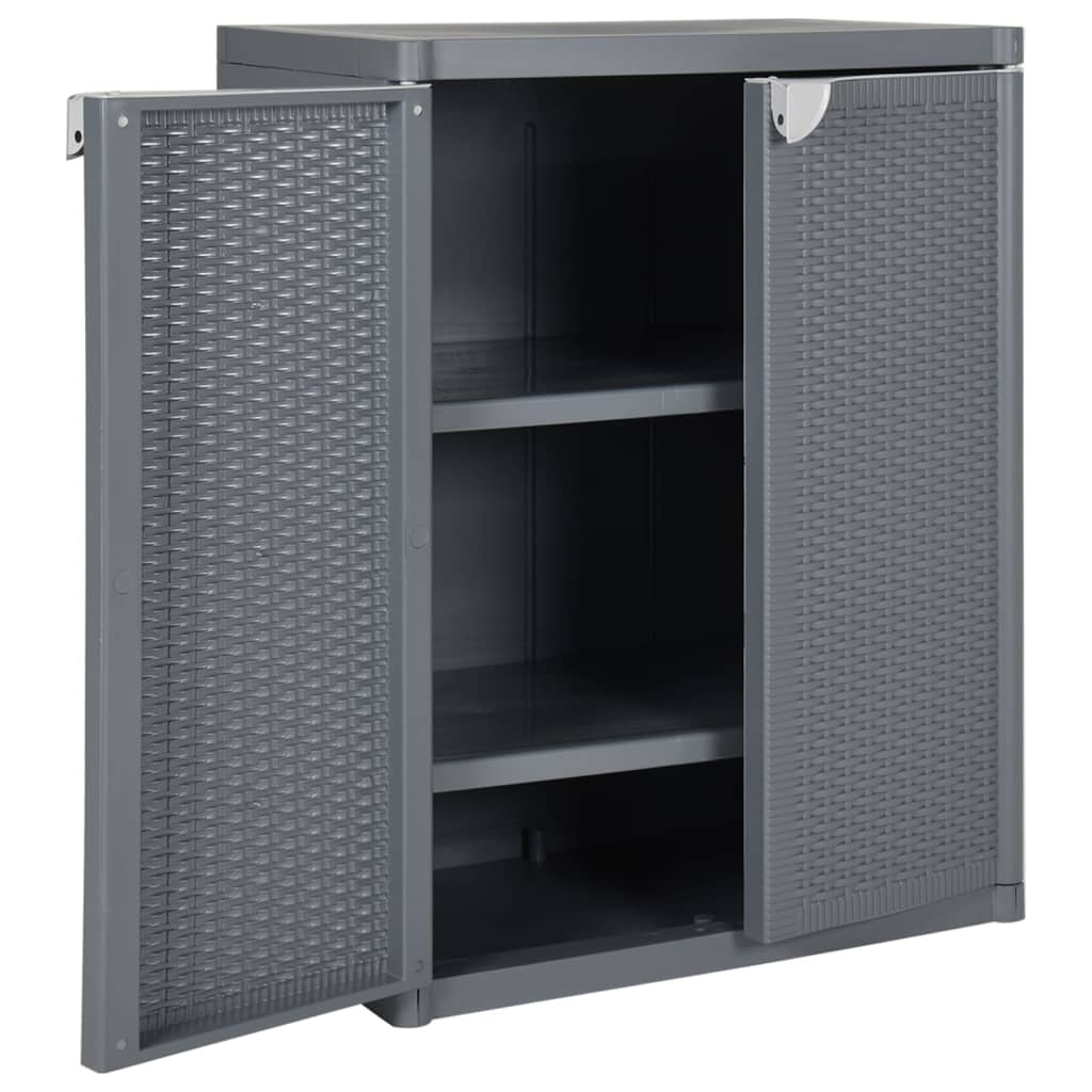 Garden Storage Cabinet Grey 65x45x88 cm PP Rattan