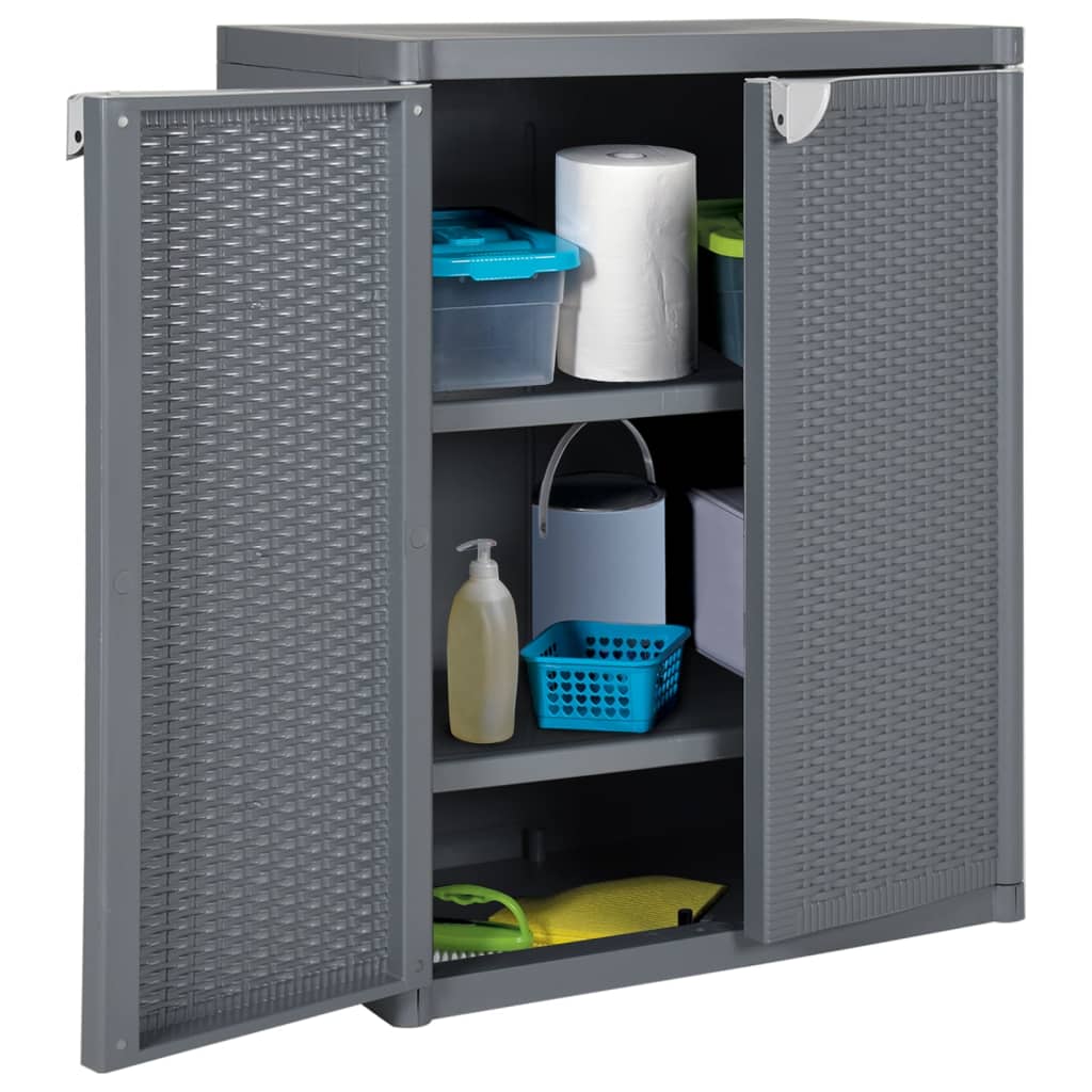 Garden Storage Cabinet Grey 65x45x88 cm PP Rattan
