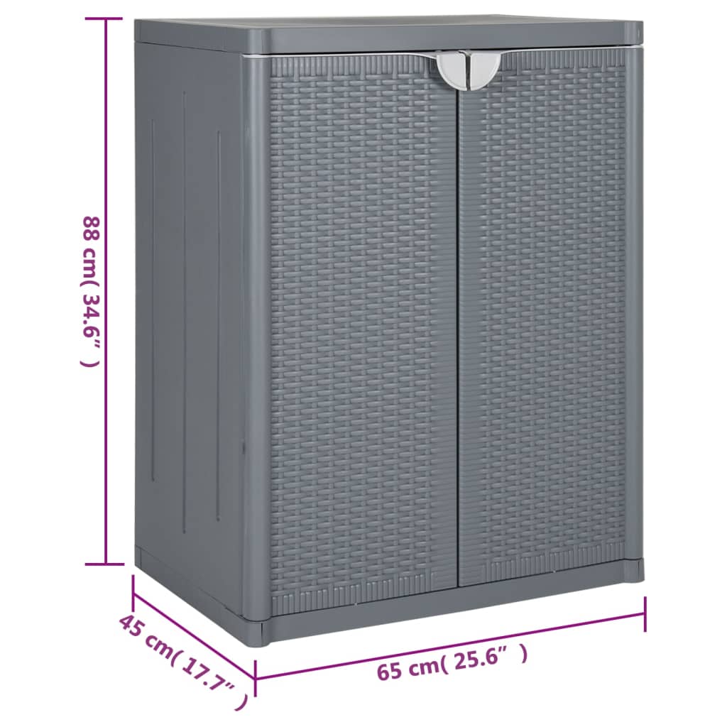 Garden Storage Cabinet Grey 65x45x88 cm PP Rattan