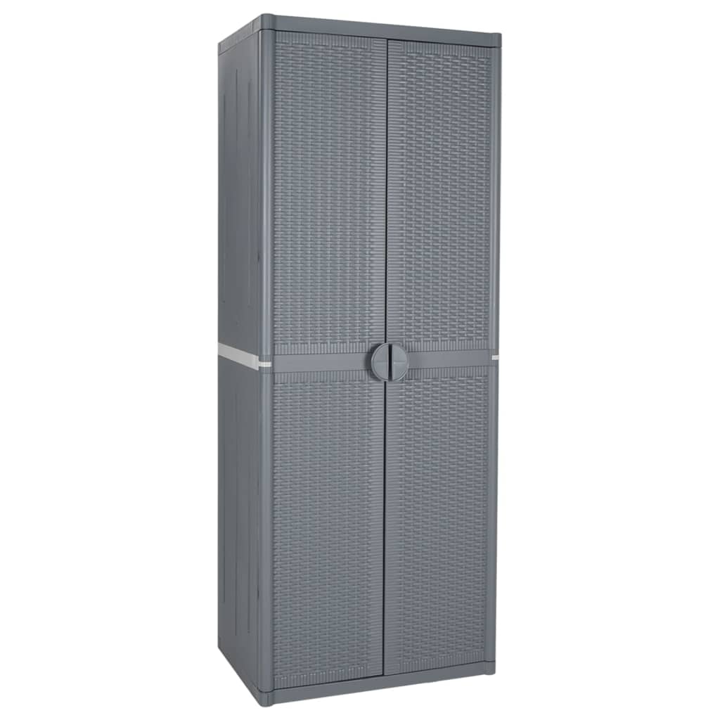 Garden Storage Cabinet Grey 65x45x172 cm PP Rattan