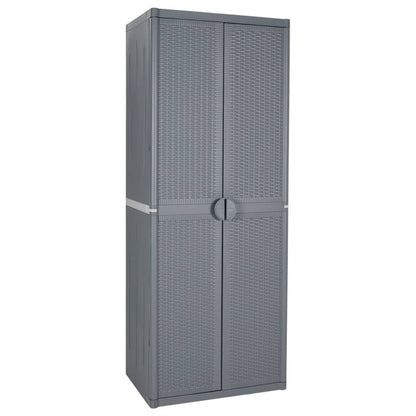 Garden Storage Cabinet Grey 65x45x172 cm PP Rattan