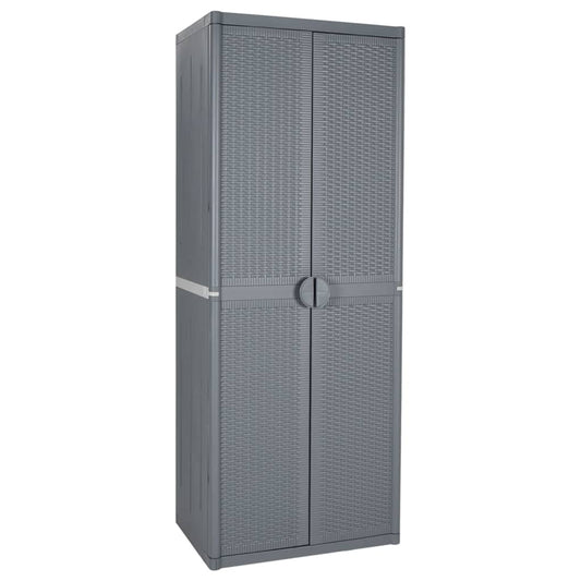 Garden Storage Cabinet Grey 65x45x172 cm PP Rattan