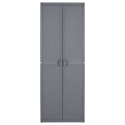 Garden Storage Cabinet Grey 65x45x172 cm PP Rattan