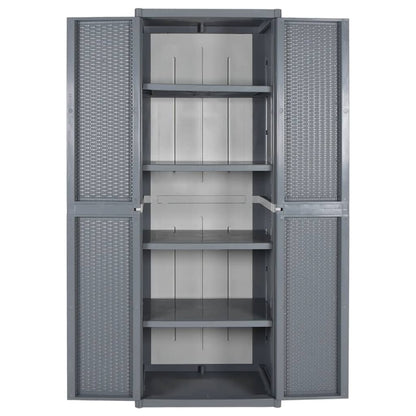 Garden Storage Cabinet Grey 65x45x172 cm PP Rattan