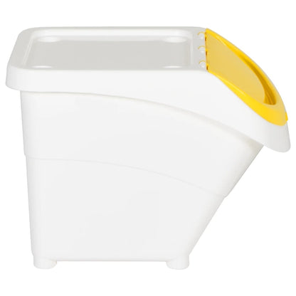 Stackable Waste Bins with Lids 3 pcs White PP 78 L