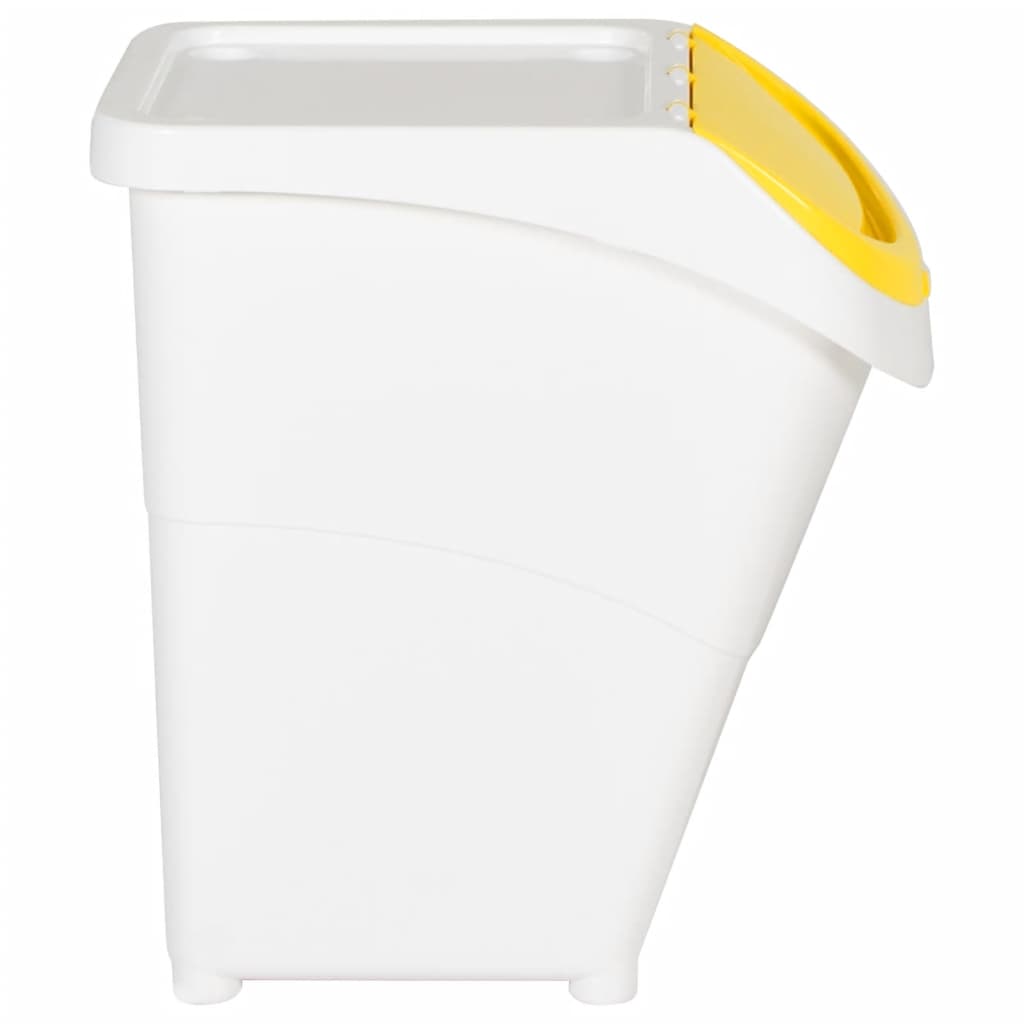 Stackable Waste Bins with Lids 3 pcs White PP 120 L
