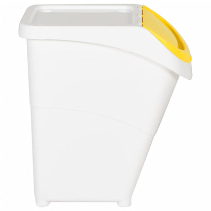 Stackable Waste Bins with Lids 3 pcs White PP 120 L