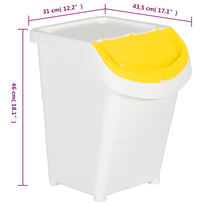 Stackable Waste Bins with Lids 3 pcs White PP 120 L