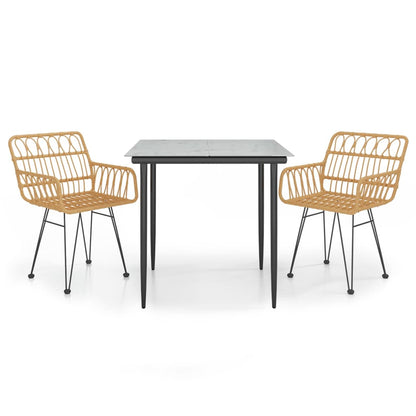 3 Piece Garden Dining Set Poly Rattan