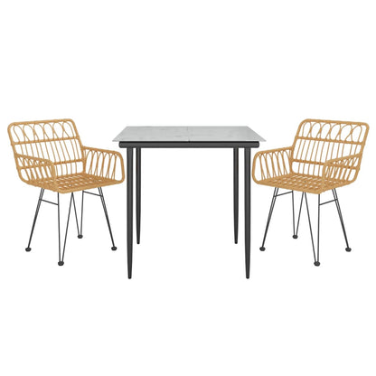 3 Piece Garden Dining Set Poly Rattan