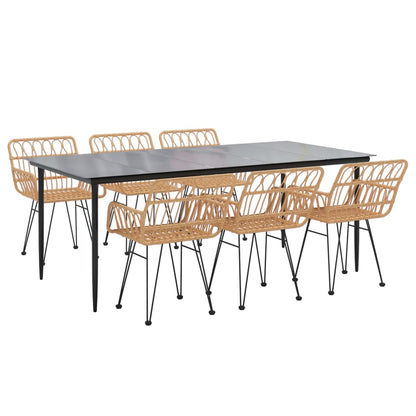 7 Piece Garden Dining Set Poly Rattan