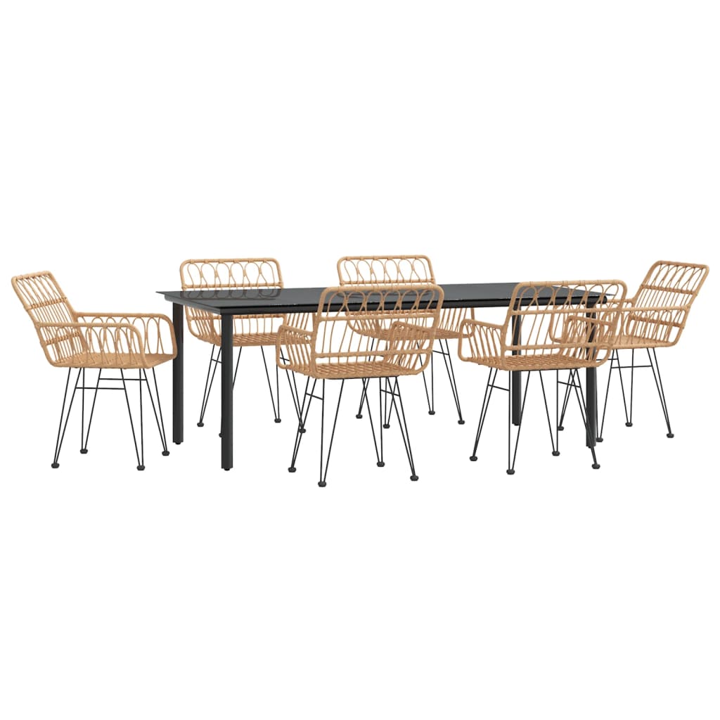 7 Piece Garden Dining Set Poly Rattan