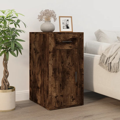 Desk with Cabinet Smoked Oak Engineered Wood