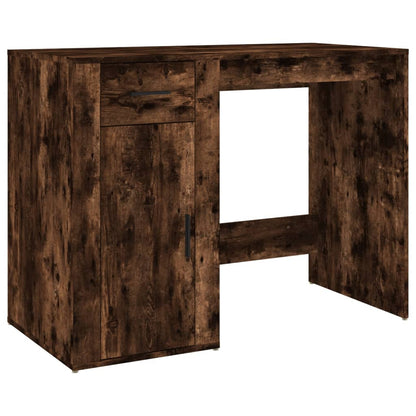 Desk with Cabinet Smoked Oak Engineered Wood