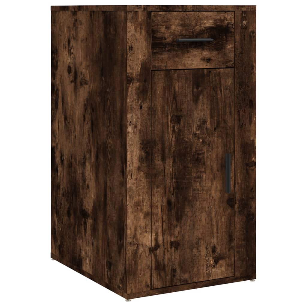 Desk with Cabinet Smoked Oak Engineered Wood