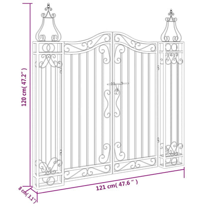 Garden Gate Black 121x8x120 cm Wrought Iron