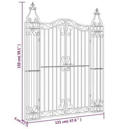 Garden Gate Black 121x8x150 cm Wrought Iron