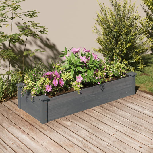 Garden Raised Bed with Liner Grey 120x45x25 cm Solid Wood Fir