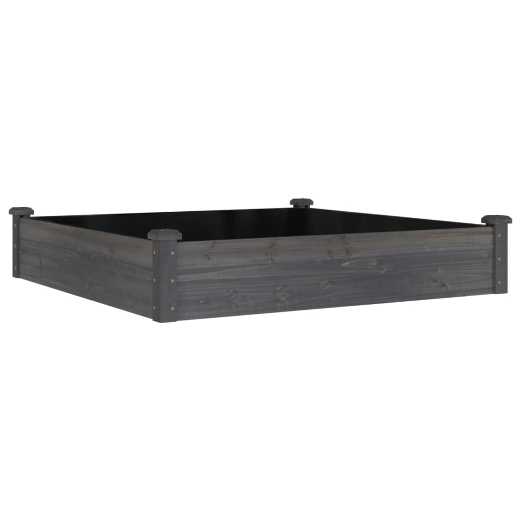 Garden Raised Bed with Liner Grey 120x120x25 cm Solid Wood Fir