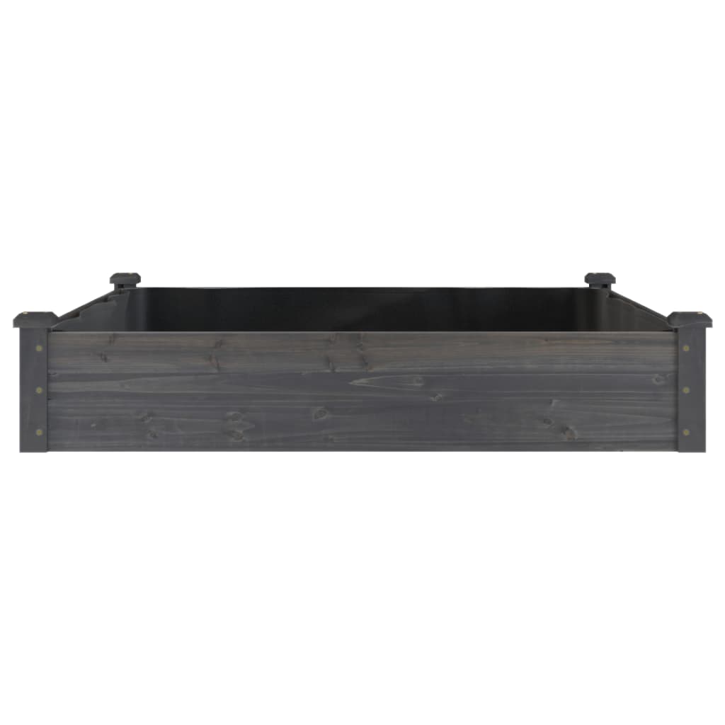 Garden Raised Bed with Liner Grey 120x120x25 cm Solid Wood Fir