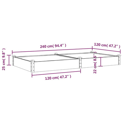 Garden Raised Bed with Liner 240x120x25 cm Solid Wood Fir