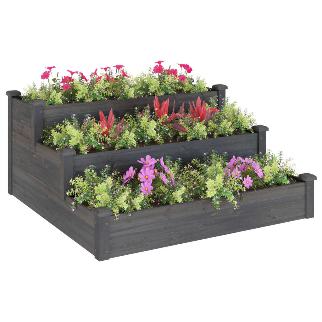 Garden Raised Bed Grey 120x120x56 cm Solid Wood Fir