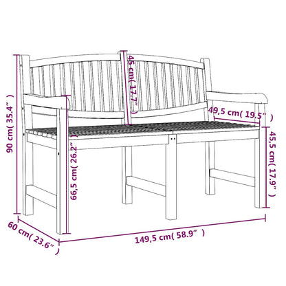 Garden Bench 149.5x60x90 cm Solid Teak Wood