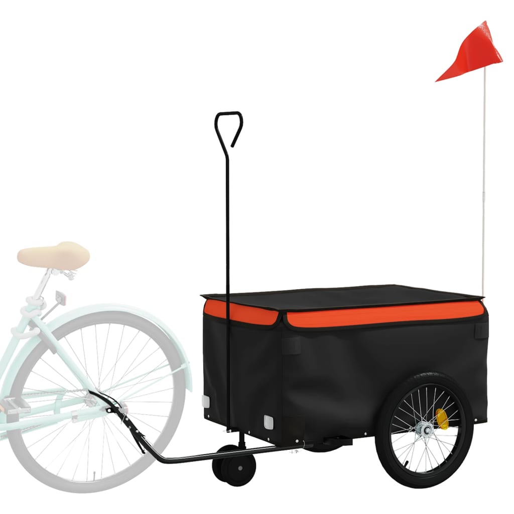 Bike Trailer Black and Orange 30 kg Iron