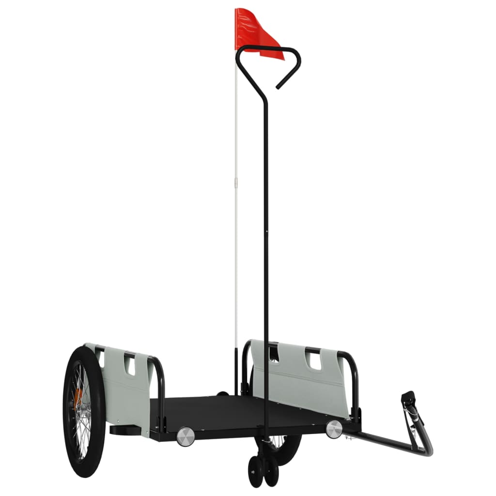 Bike Trailer Grey and Black Oxford Fabric and Iron