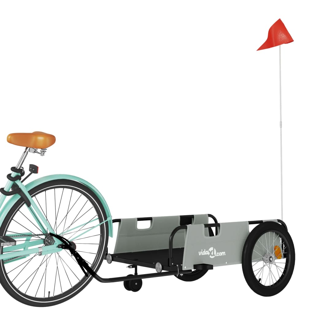 Bike Trailer Grey and Black Oxford Fabric and Iron