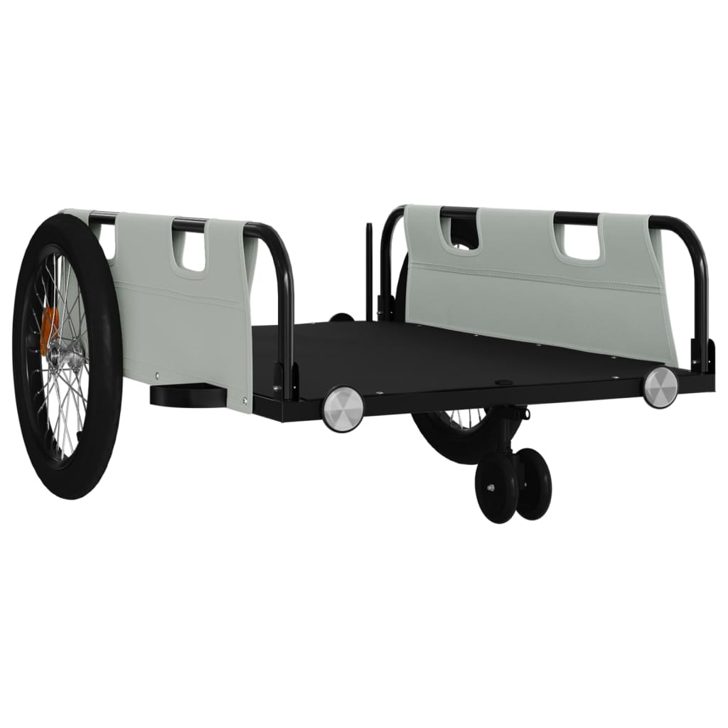 Bike Trailer Grey and Black Oxford Fabric and Iron