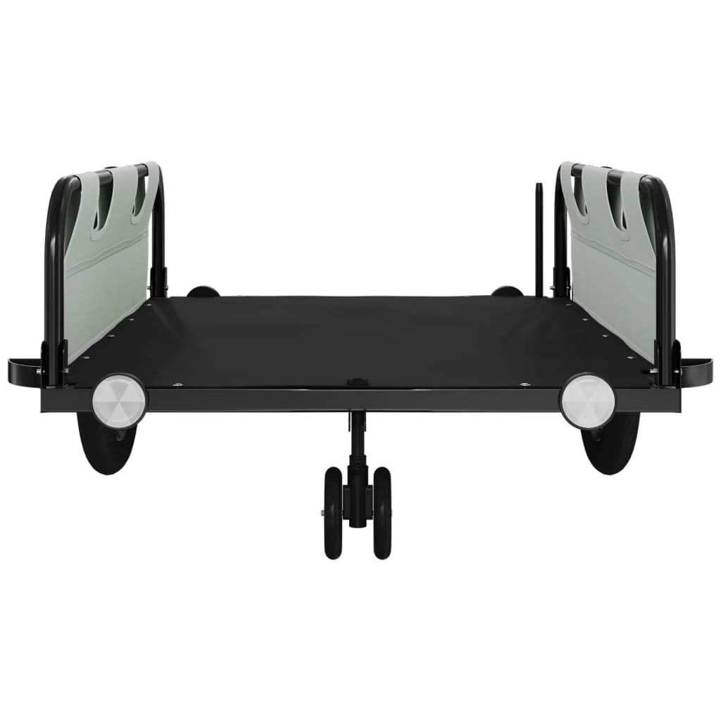 Bike Trailer Grey and Black Oxford Fabric and Iron