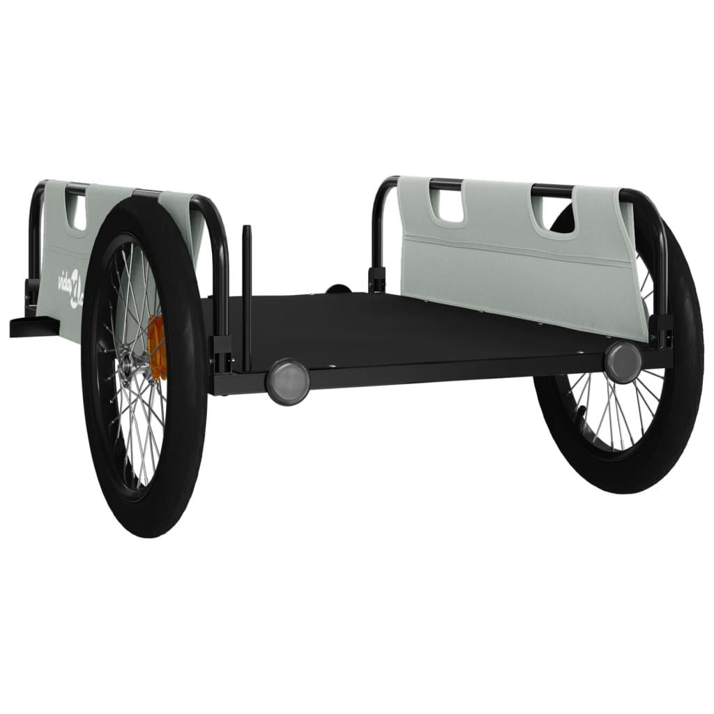 Bike Trailer Grey and Black Oxford Fabric and Iron
