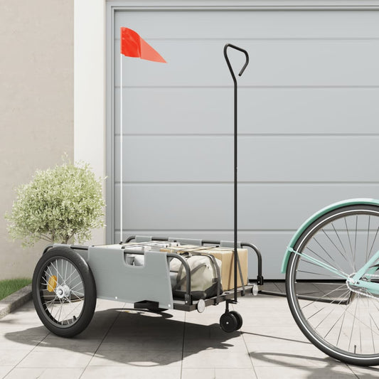 Bike Trailer Grey and Black Oxford Fabric and Iron