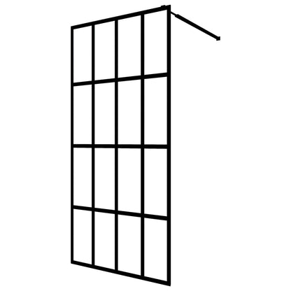 Walk-in Shower Wall with Shelf Black 80x195 cm ESG Glass&Aluminium