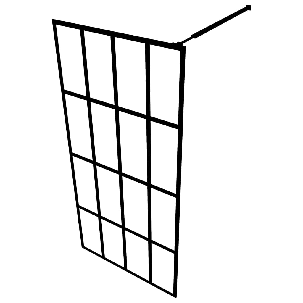 Walk-in Shower Wall with Shelf Black 80x195 cm ESG Glass&Aluminium